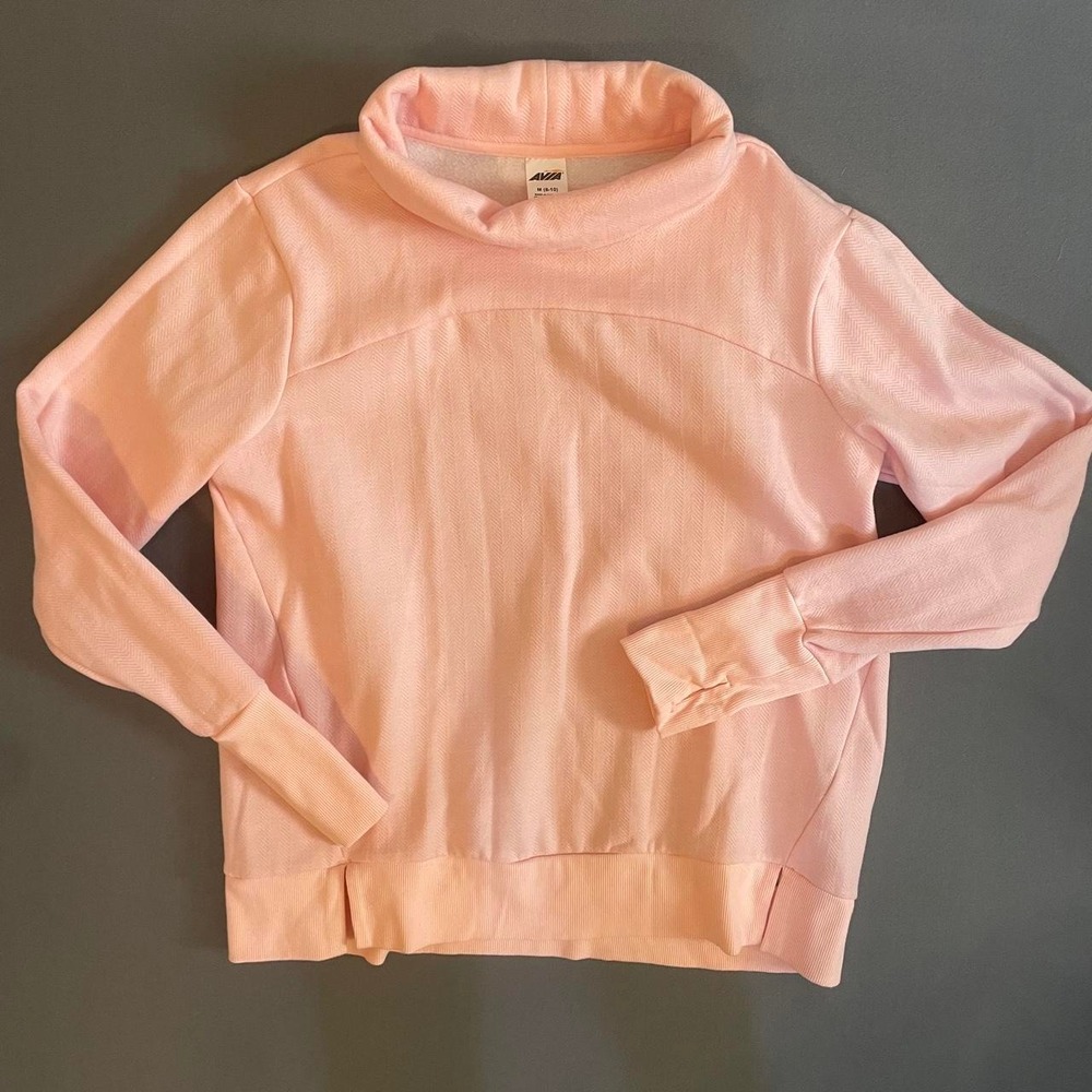 Pink Avia mock neck sweatshirt with thumb holes in size M